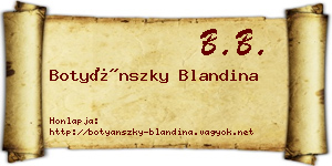 Botyánszky Blandina névjegykártya